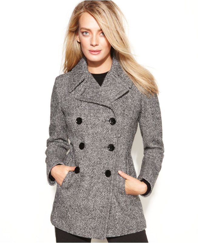 Grey tweed pea coat