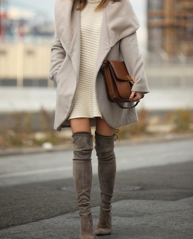 Manteau et robe en tricot