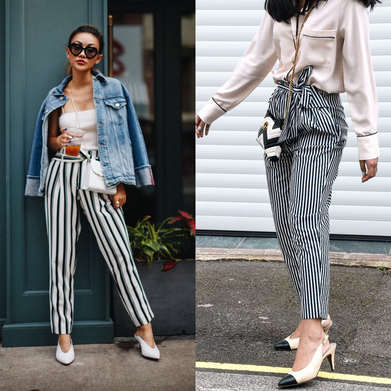 Mga Pantalon ng Spring na may Striped