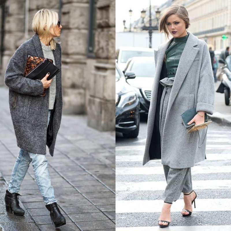 Manteau gris oversize