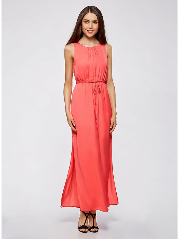 Live Coral Belt Maxi Dress