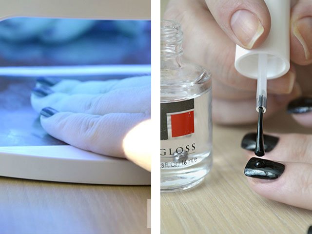 Séchage et application de vernis transparent