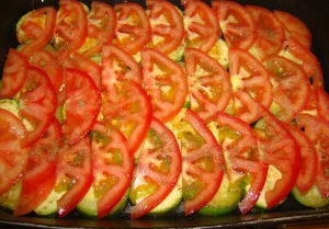 Courgettes aux tomates au four