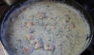 Pâtes aux crevettes à la crème