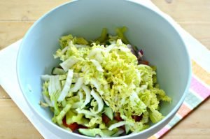 Salade de légumes au chou de Chine, concombre, tomates