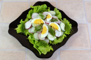 Radish, Cucumber at Greens Salad