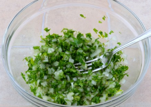 Salade de haricots et d'oignons