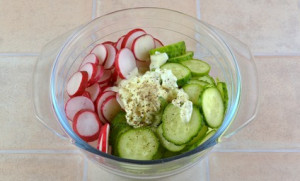 Radish, Cucumber at Greens Salad