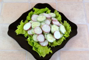 Radish, Cucumber at Greens Salad