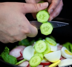 Salade de radis, concombre frais et oeuf