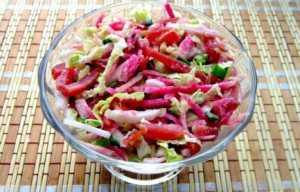 Salade de viande avec radis de melon d'eau et chou de Chine