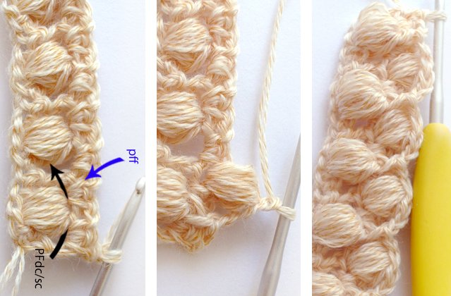 Pattern ng crochet bumps: diagram at paglalarawan