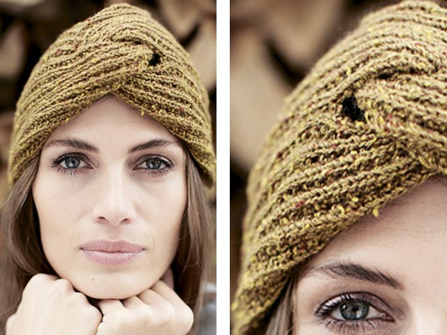 Turban à tricoter avec aiguilles à tricoter: tutoriels photo et vidéo