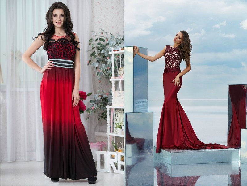 Burgundy Floor-Haba Prom Dress