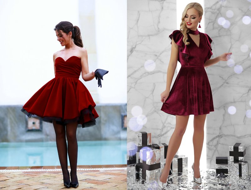 Robes de bal courtes en rouge et bordeaux