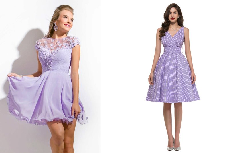 Robes de bal courtes en violet