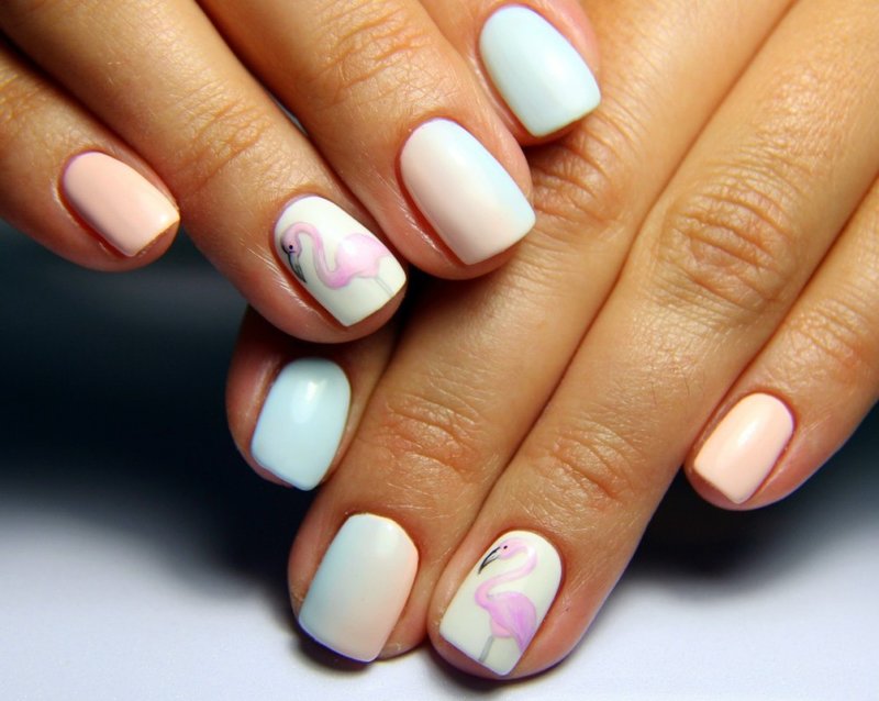 Ombre manikyur na may shellac at pattern