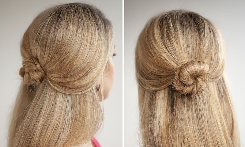 Un petit chignon sur ses cheveux lâches