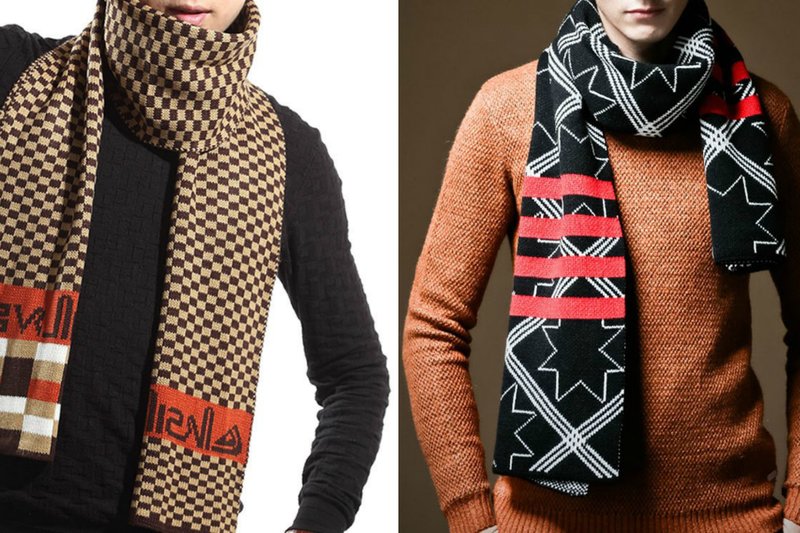 Mga scarf ng fashion para sa mga kalalakihan: mga pattern ng geometriko