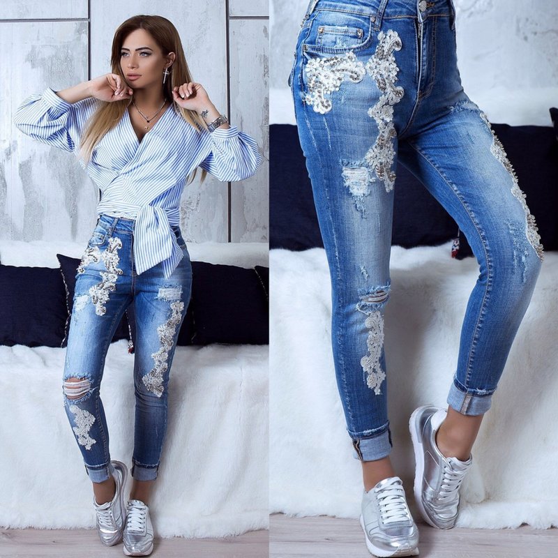 Jeans avec décor