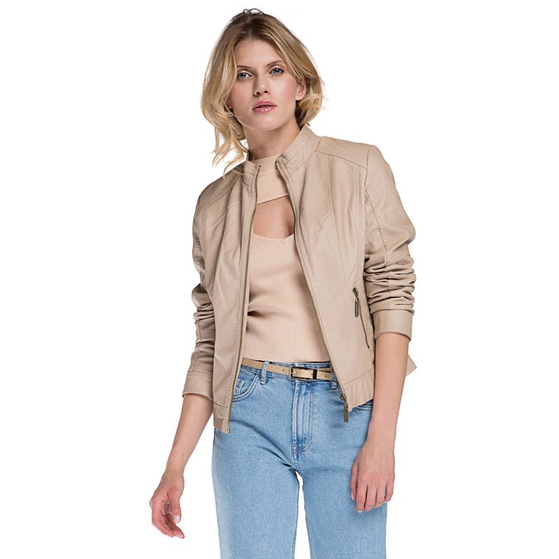 Beige leather jacket