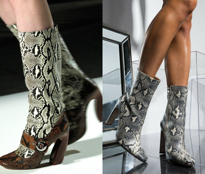 Bottes d'hiver d'automne en cuir reptile