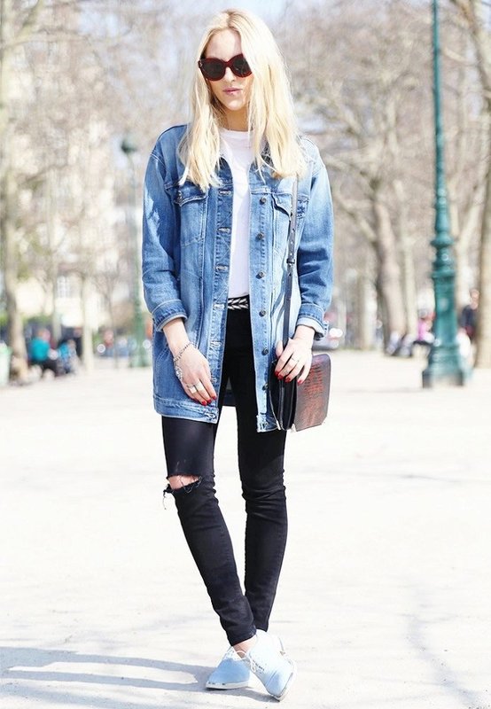 Veste en jean extra-longue