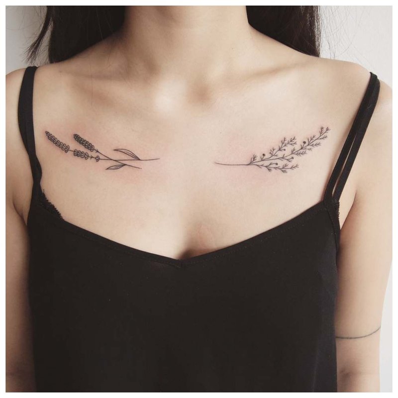 Clavicle tattoo sa magkabilang panig