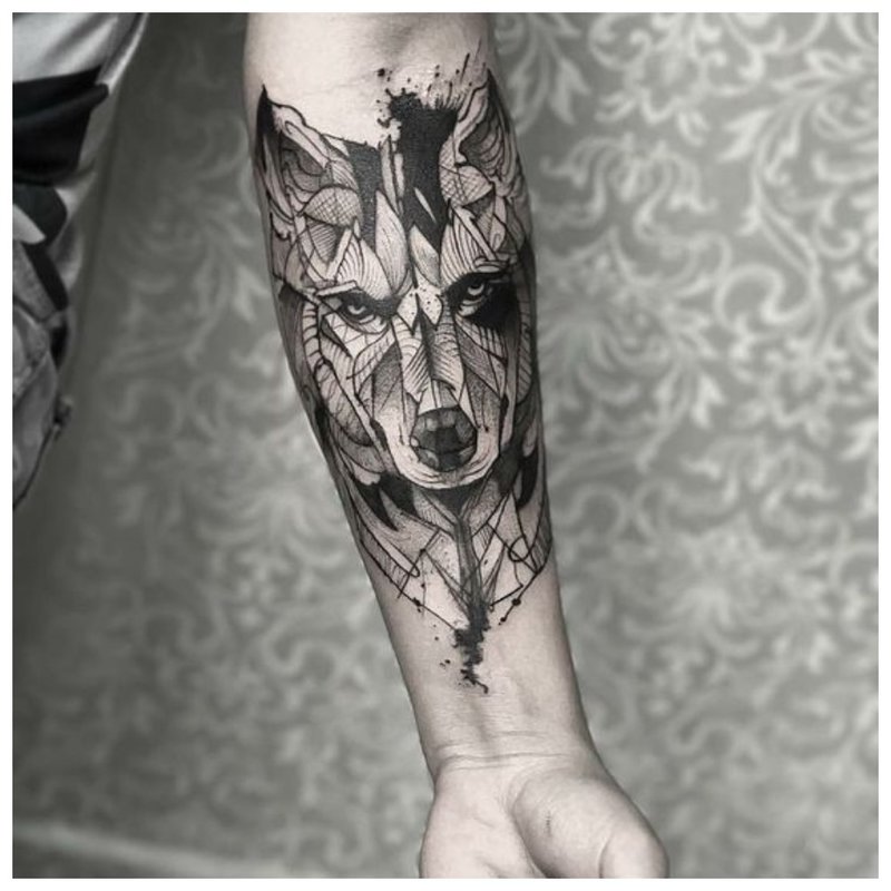 Tatouage de loup réaliste