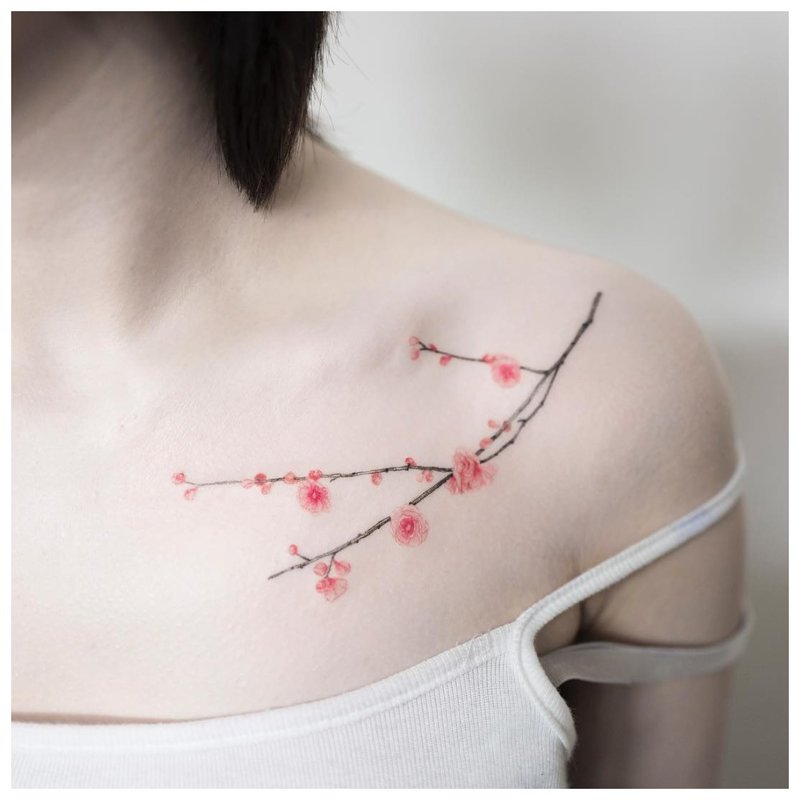 Tatouage de la clavicule de couleur