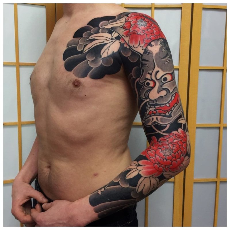 Tatouage de masque de démon japonais