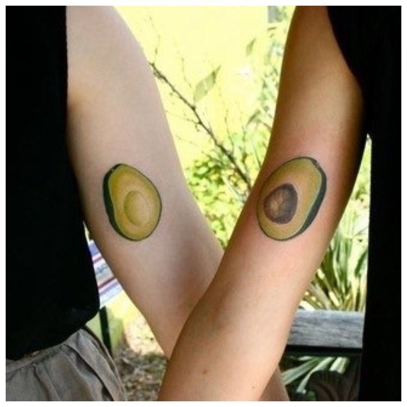 Halved Avocado - Paired Tattoo