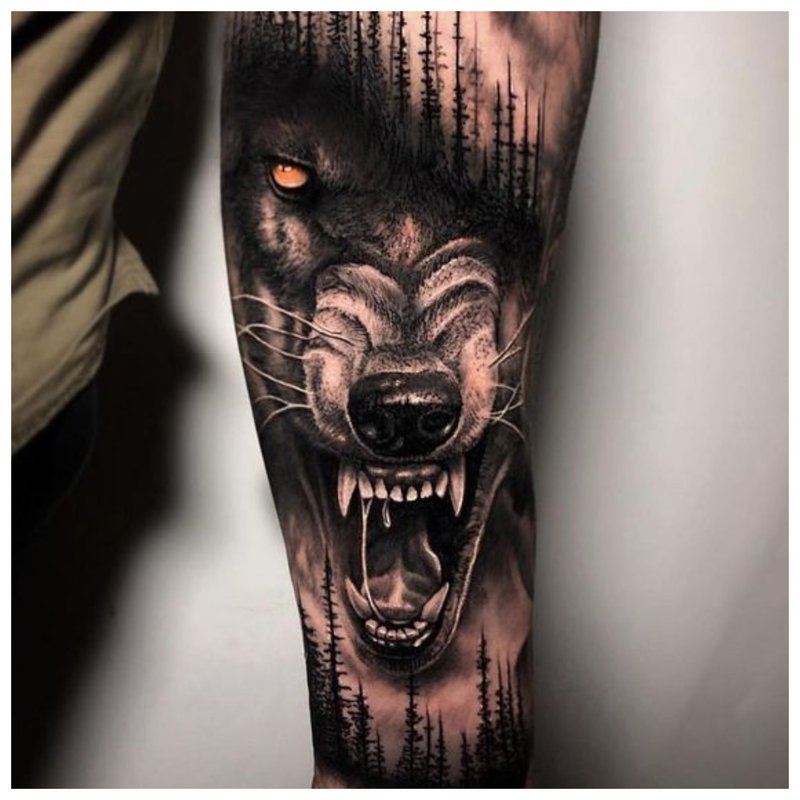 Galit na Wolf - Lalaki Tattoo