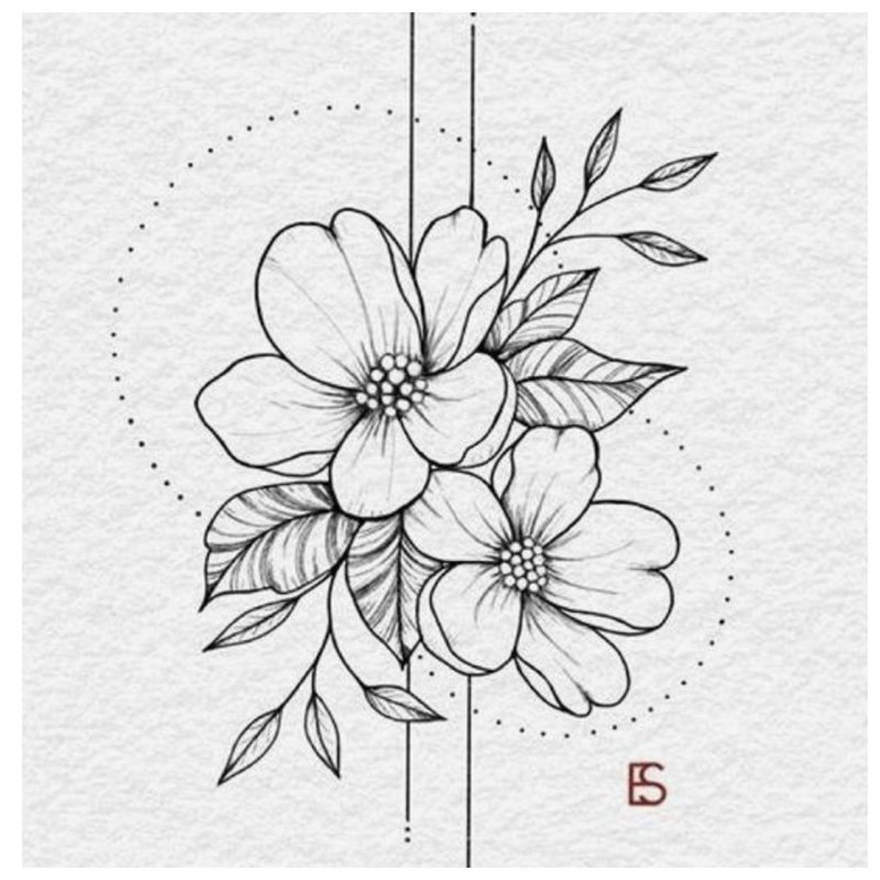 Magandang sketch ng bulaklak para sa tattoo