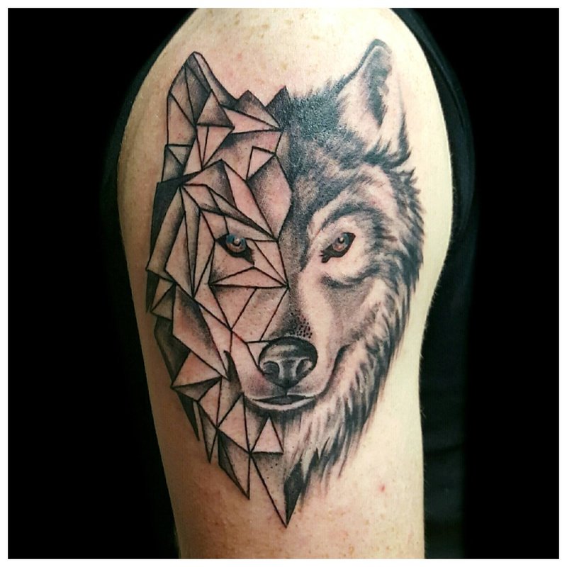 Geometric Wolf Tattoo