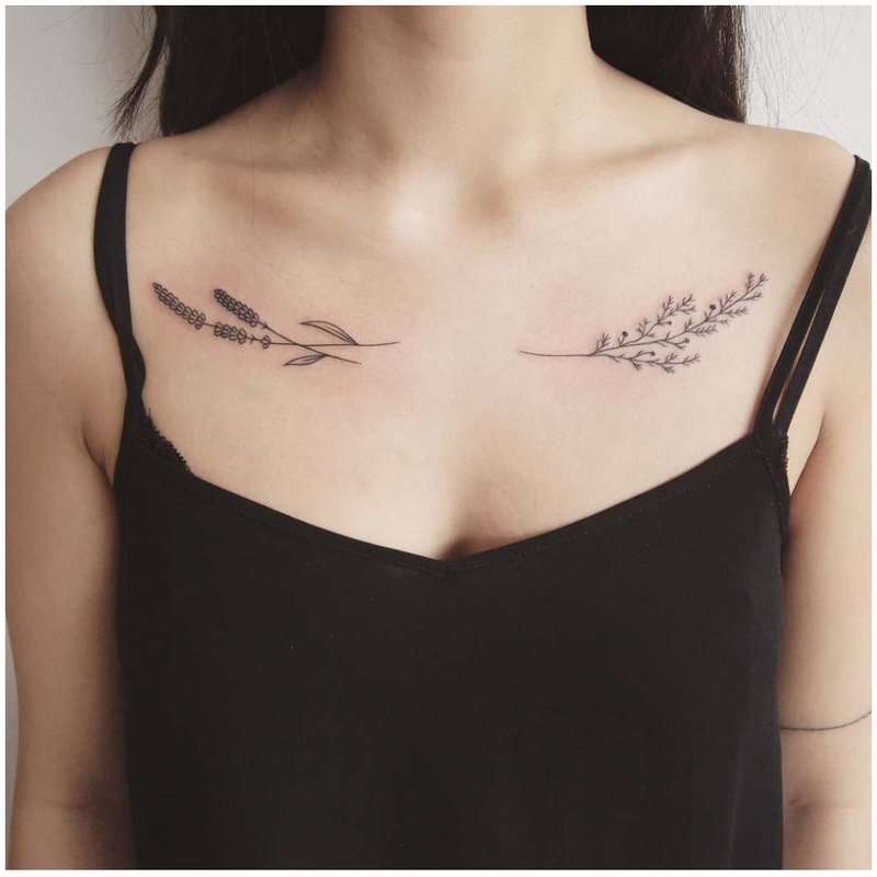 Symmetrical tattoo clavicle