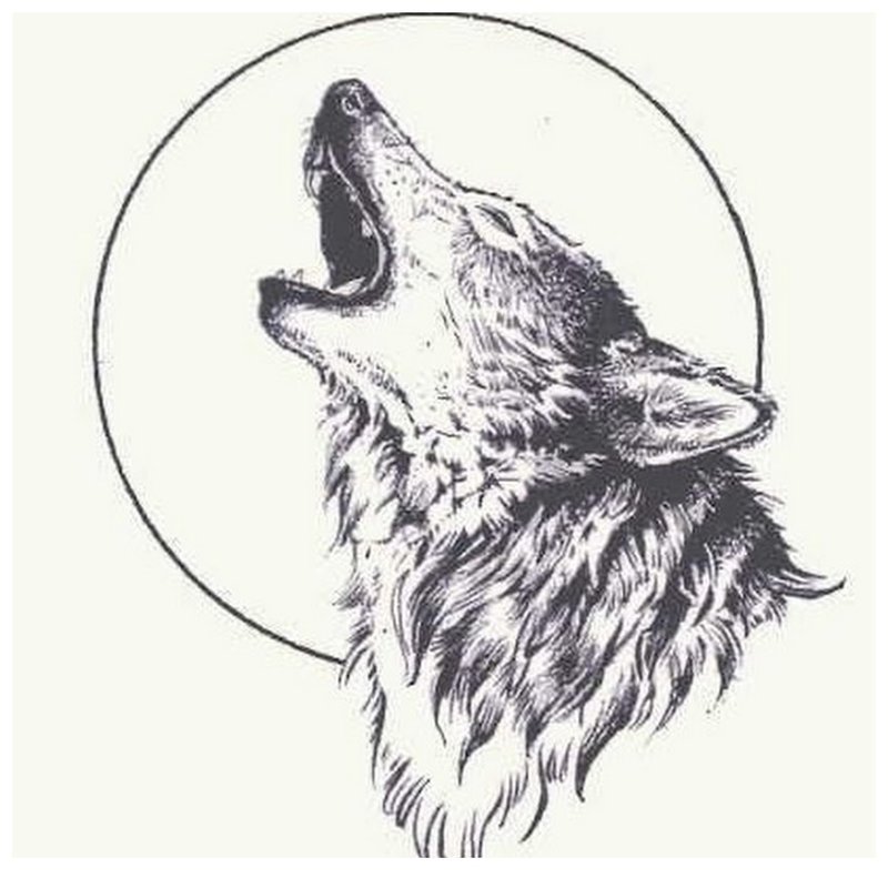 Wolf howls sa buwan - gumuhit ng plano para sa tattoo