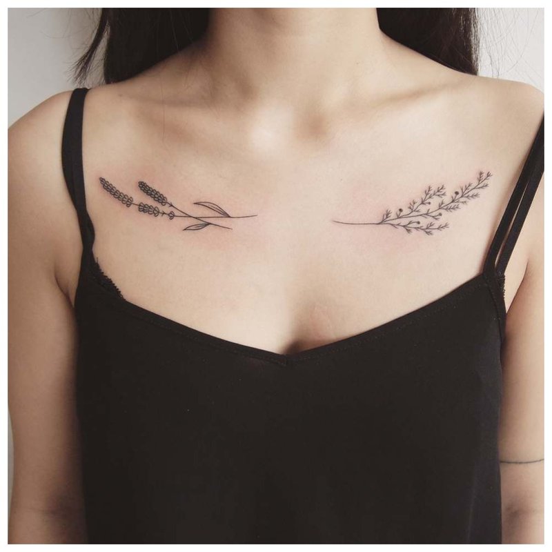 Malinis na tattoo clavicle twig