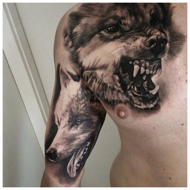 Grin ng lobo - tattoo sa balikat