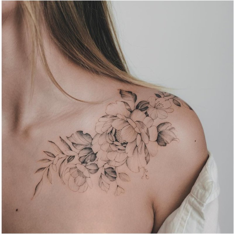 Contour Flower Tattoo