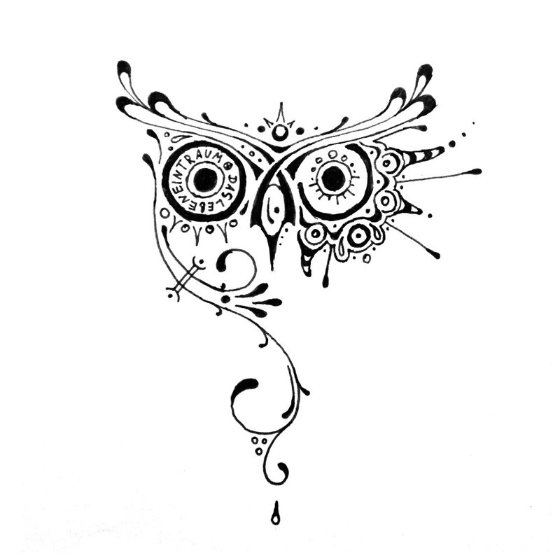 Croquis tatouage ethno-hibou