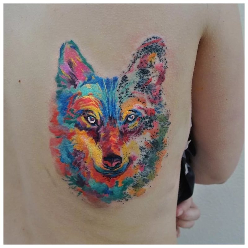 Watercolor Wolf Tattoo