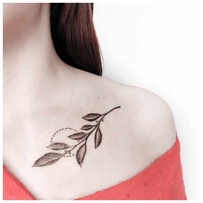 Brindille soignée - tatouage de la clavicule