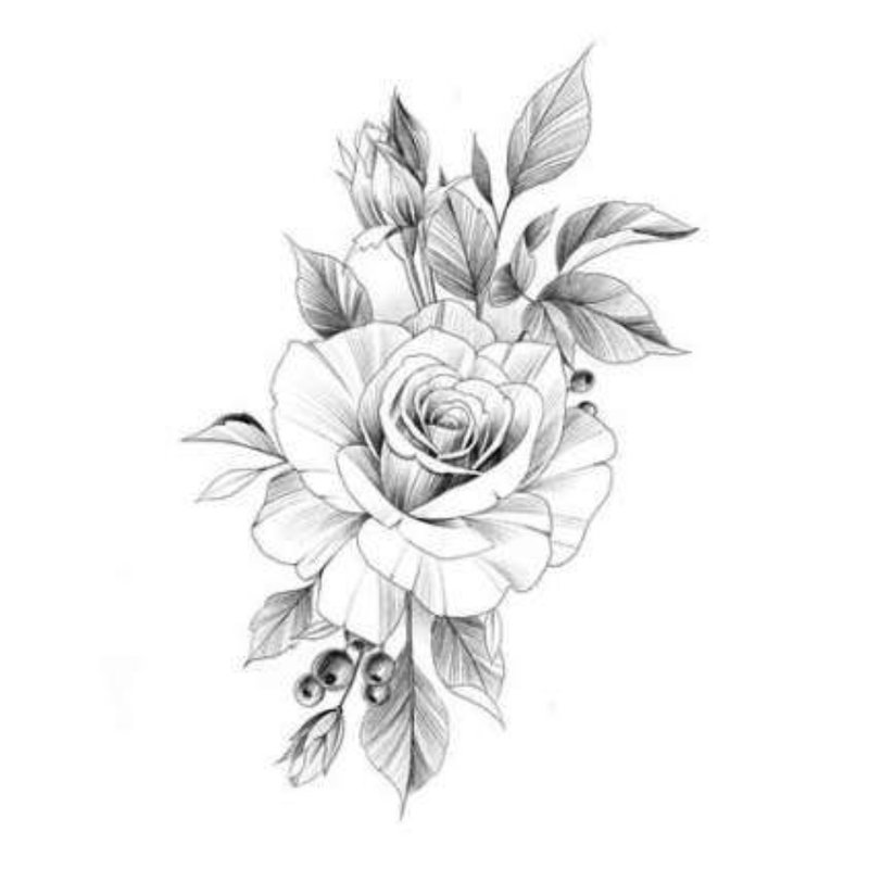 Floral sketch para sa tattoo.