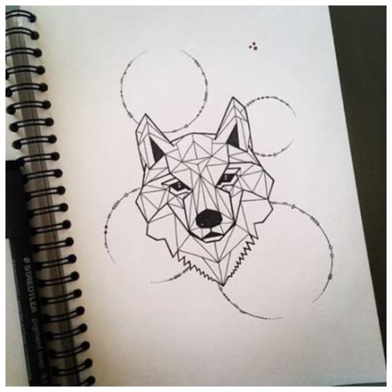 Sketch ng Wolf para sa tattoo