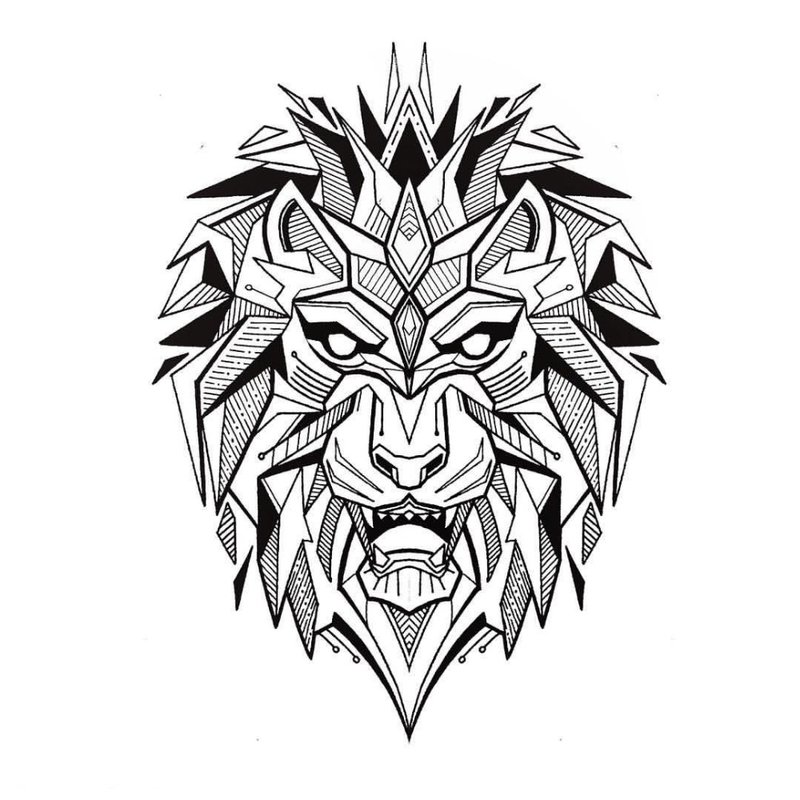 Ferocious lion - sketch ng tattoo