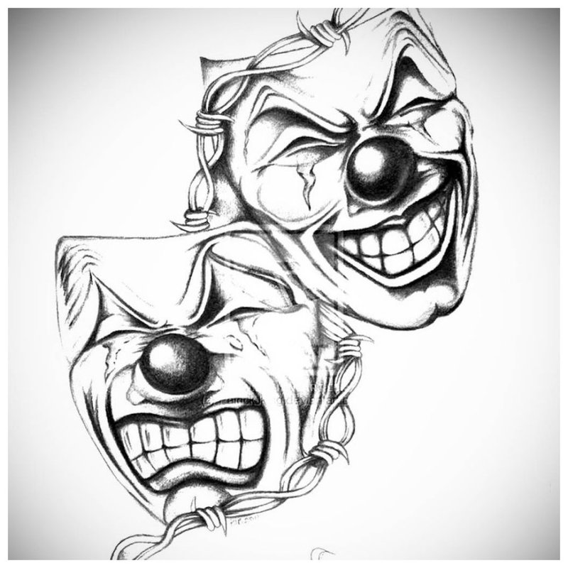 Mga maskara - sketch para sa tattoo