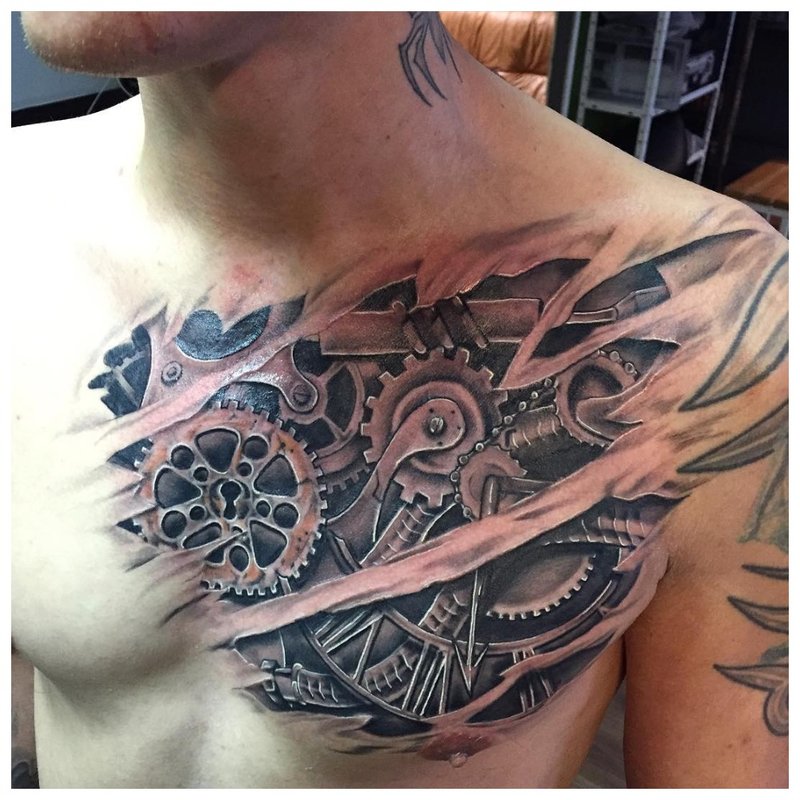 Ang tattoo ng estilo ng Cyberpunk para sa mga kalalakihan